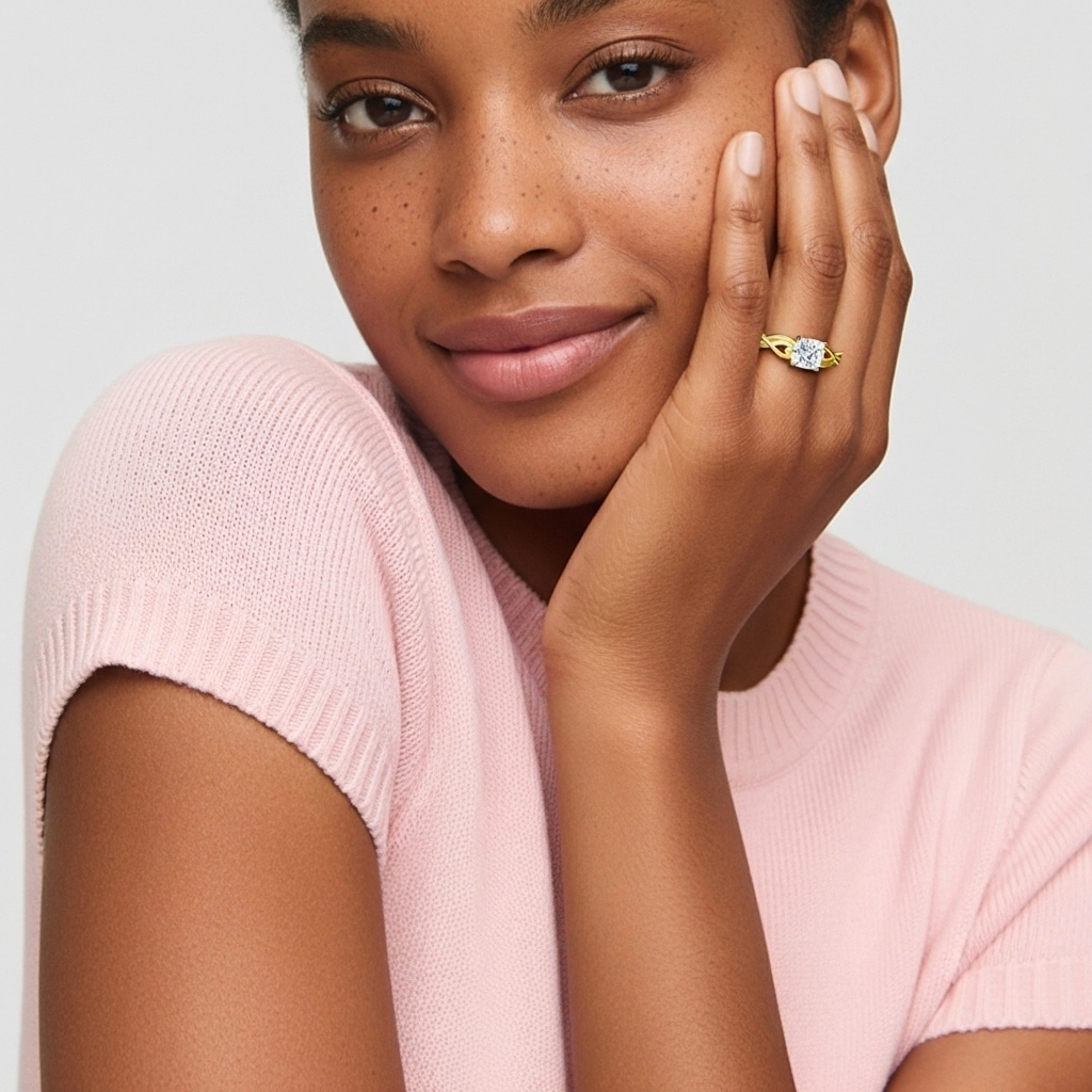 Modern Heart Cushion Cut Engagement Ring