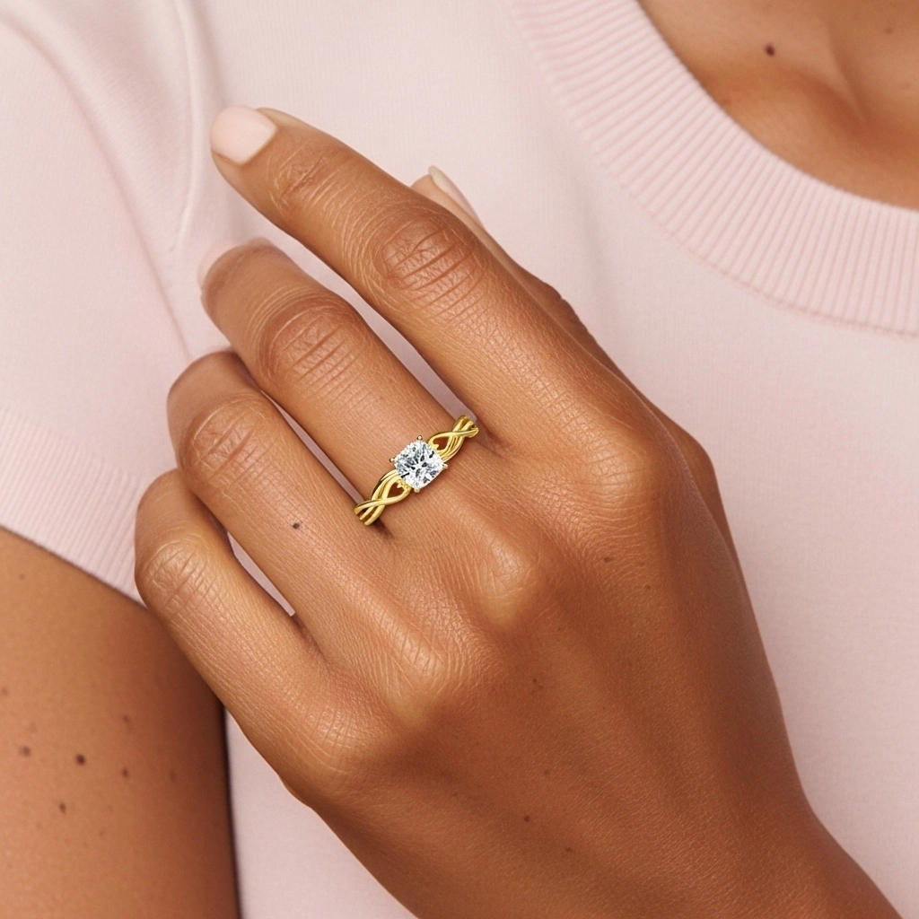 Modern Heart Cushion Cut Engagement Ring