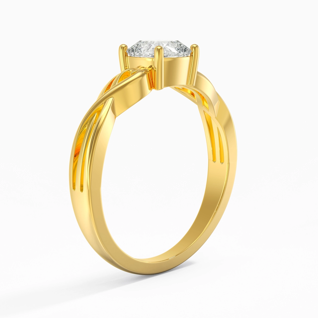 Moderne Cœur Coussin Coupé Bague de fiançailles