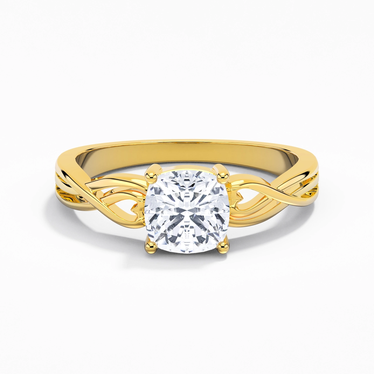 Moderne Cœur Coussin Coupé Bague de fiançailles