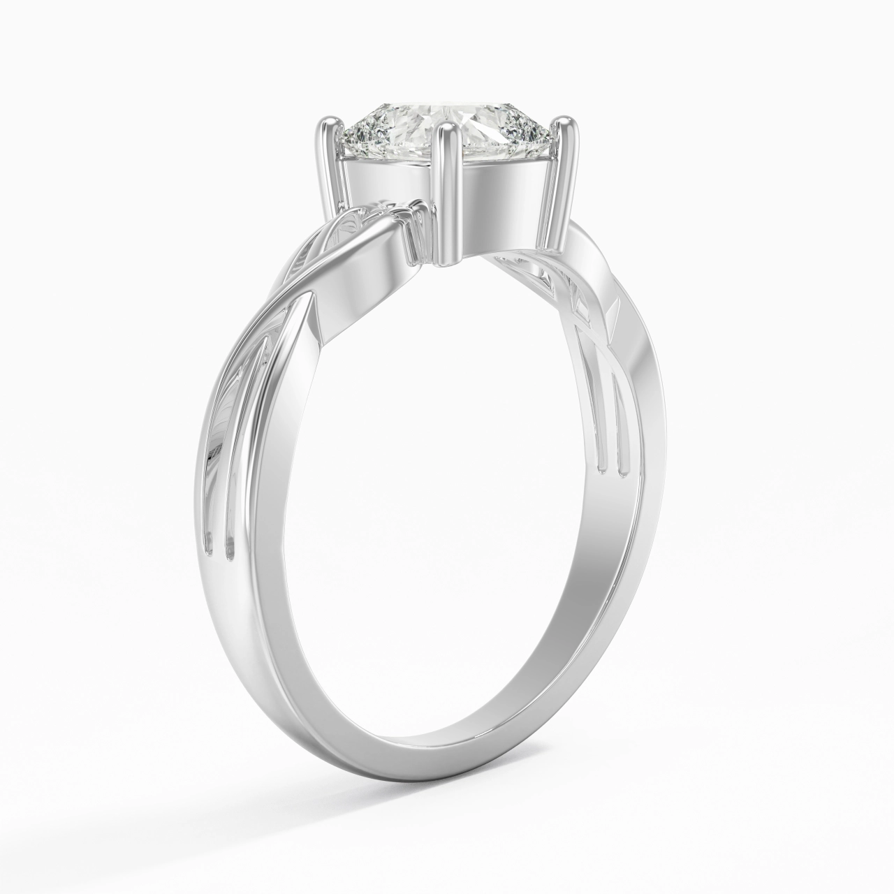 Moderne Cœur Coussin Coupé Bague de fiançailles