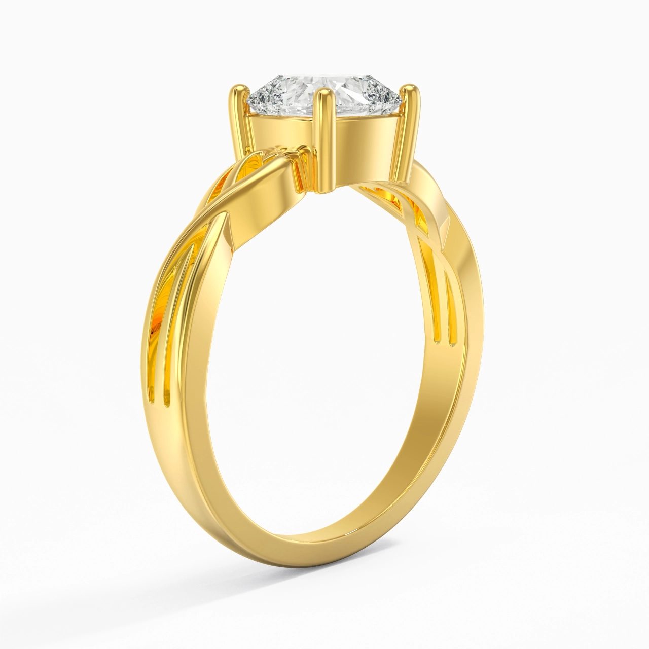 Moderne Cœur Coussin Coupé Bague de fiançailles