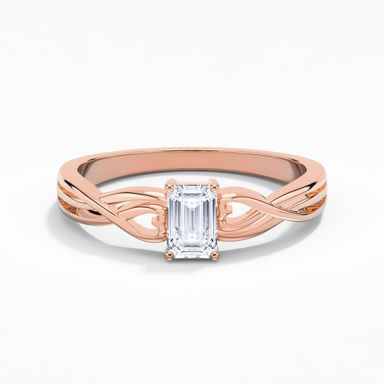 Moderne Cœur Émeraude Coupé Bague de fiançailles