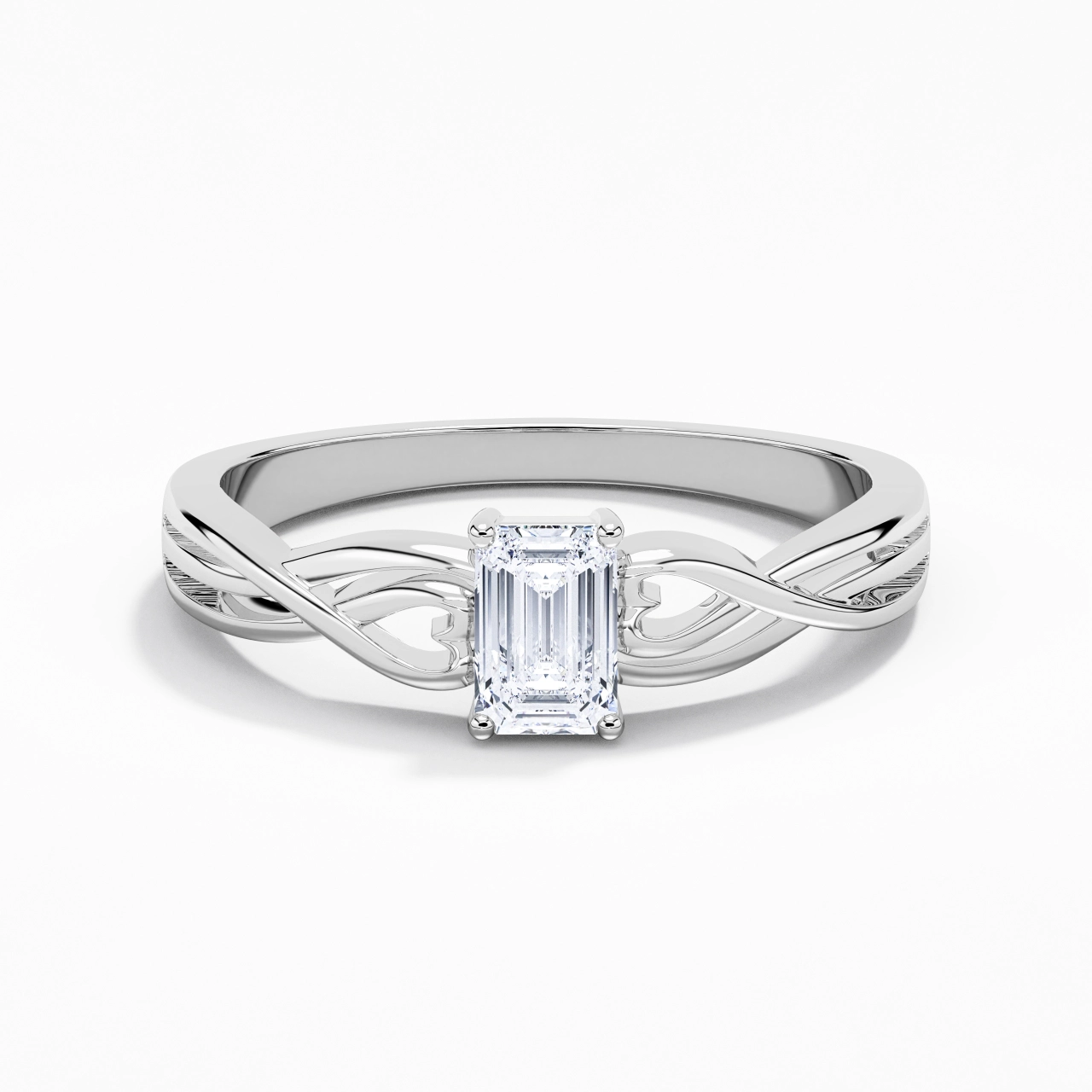Moderne Cœur Émeraude Coupé Bague de fiançailles