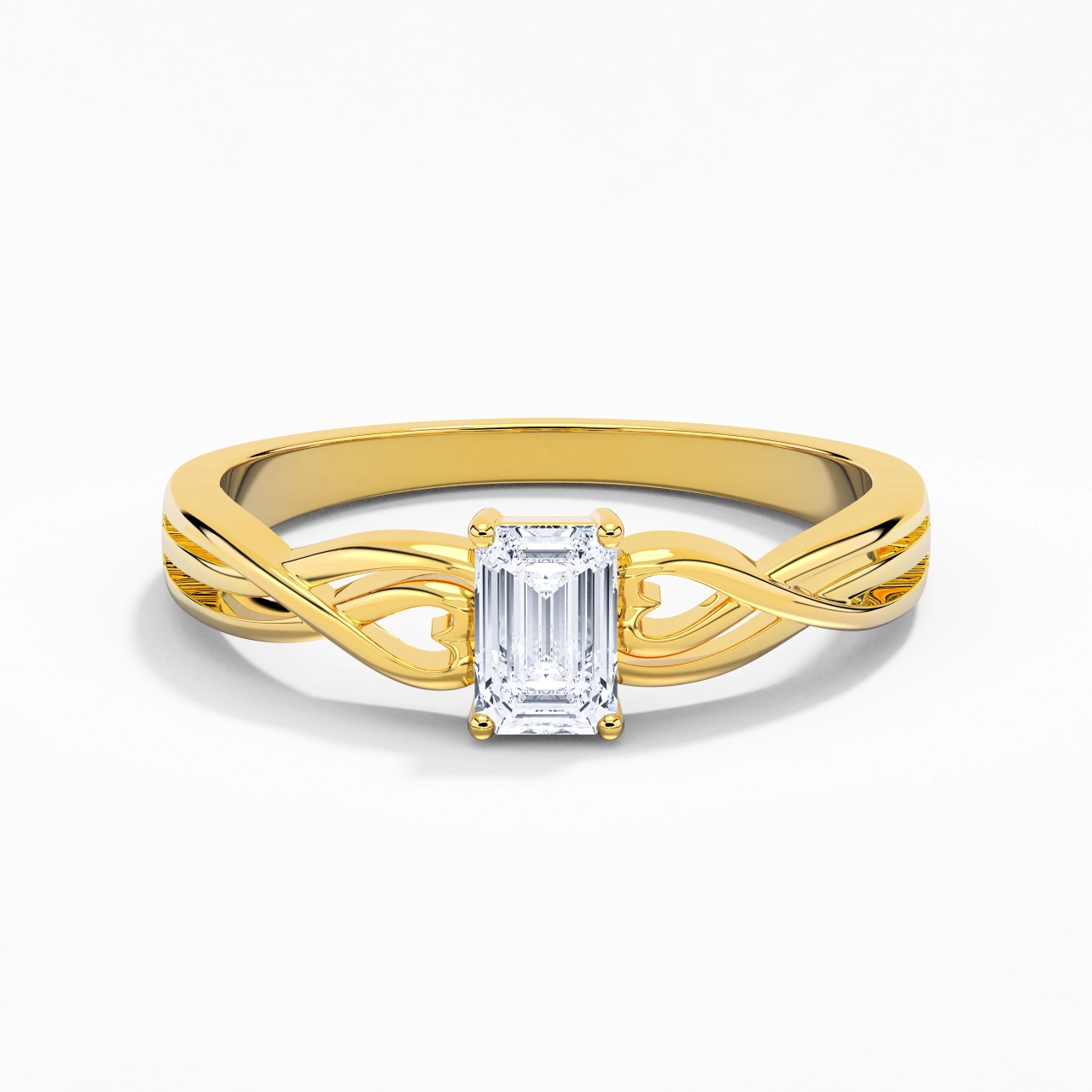 Moderne Cœur Émeraude Coupé Bague de fiançailles