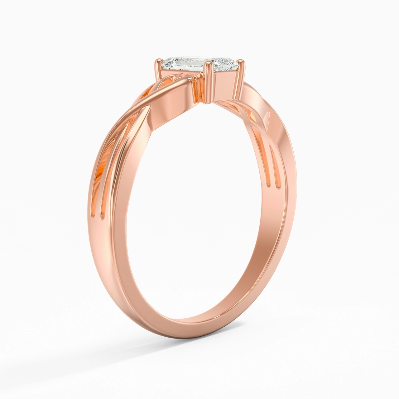 Moderne Cœur Émeraude Coupé Bague de fiançailles