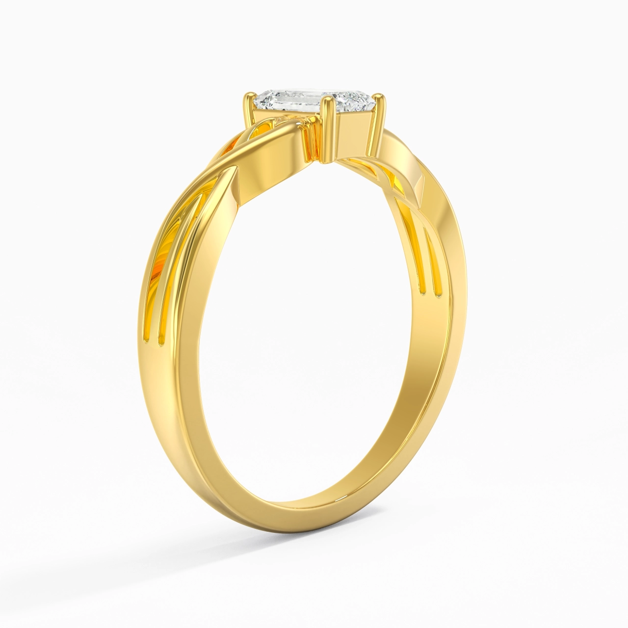 Moderne Cœur Émeraude Coupé Bague de fiançailles