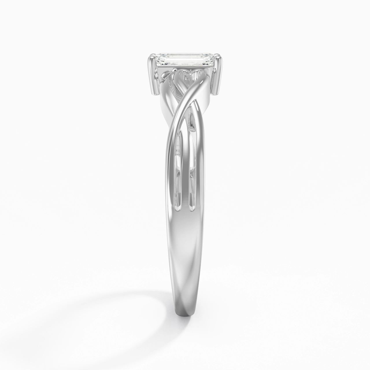 Modern Heart Emerald Cut Engagement Ring