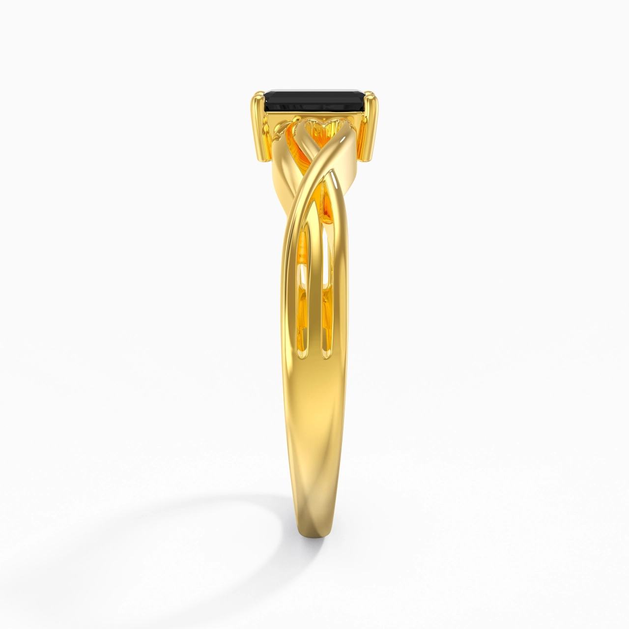 Modern Heart Emerald Cut Engagement Ring