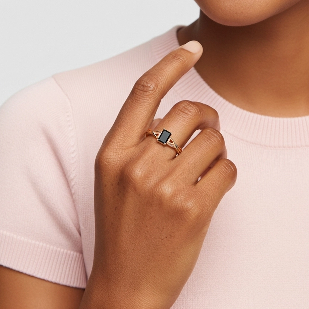 Modern Heart Emerald Cut Engagement Ring