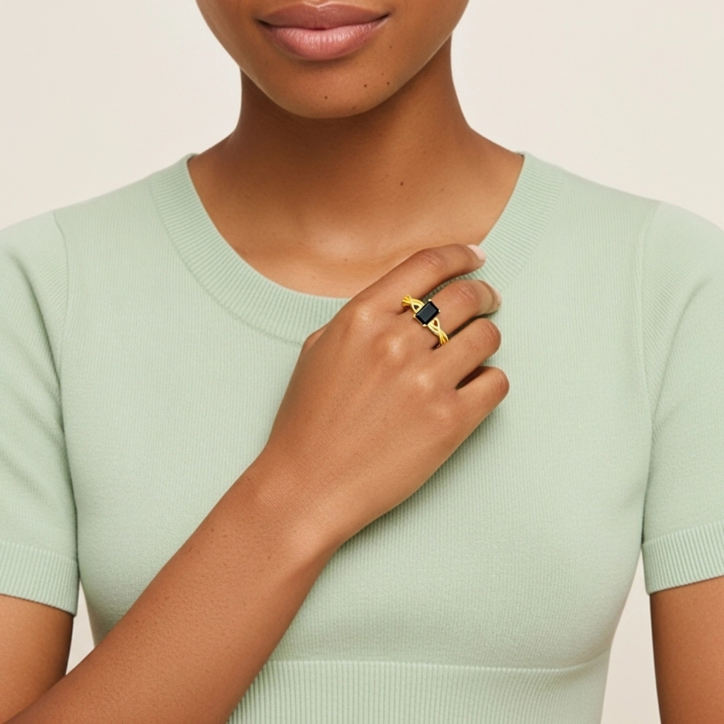 Modern Heart Emerald Cut Engagement Ring