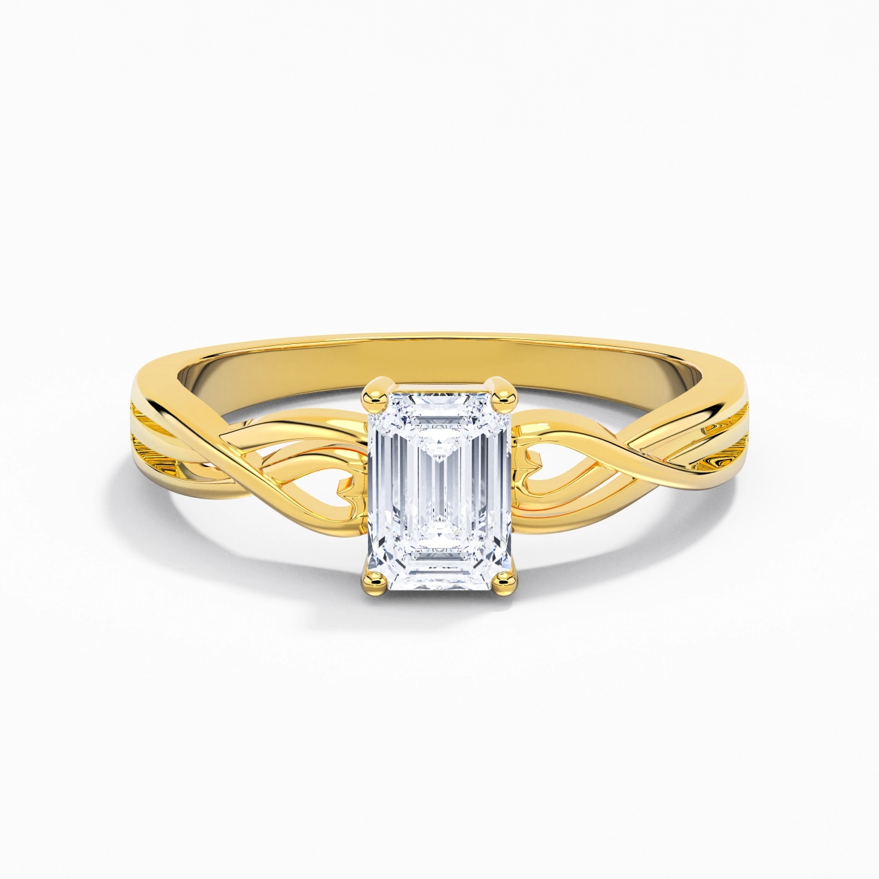Moderne Cœur Émeraude Coupé Bague de fiançailles