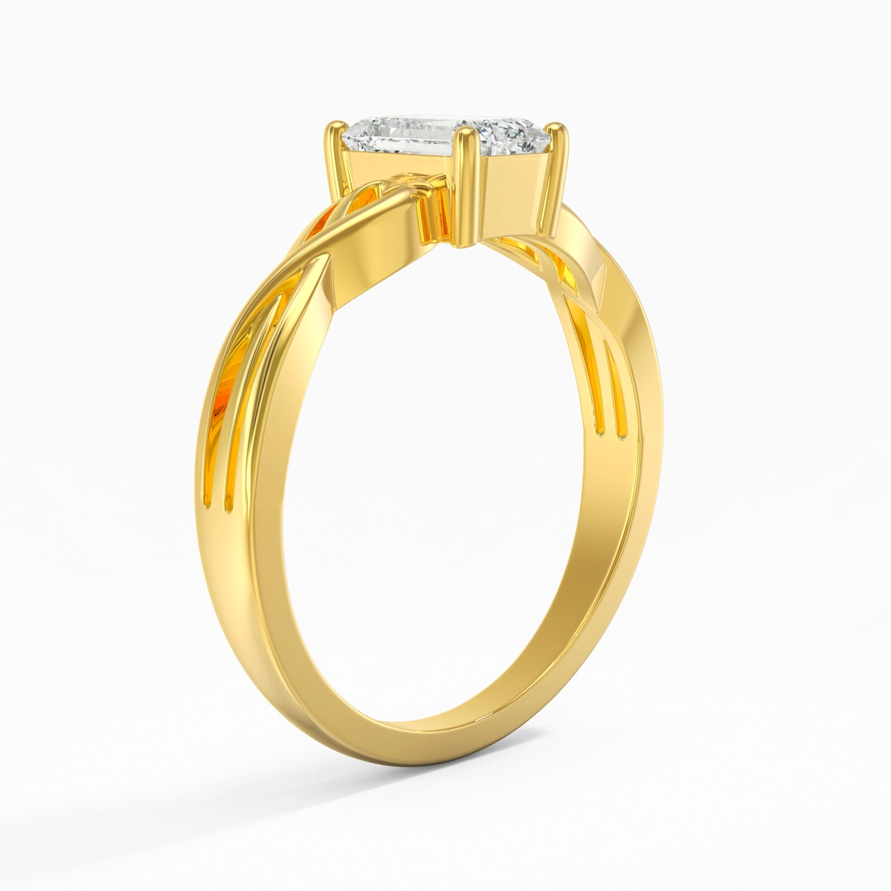 Moderne Cœur Émeraude Coupé Bague de fiançailles