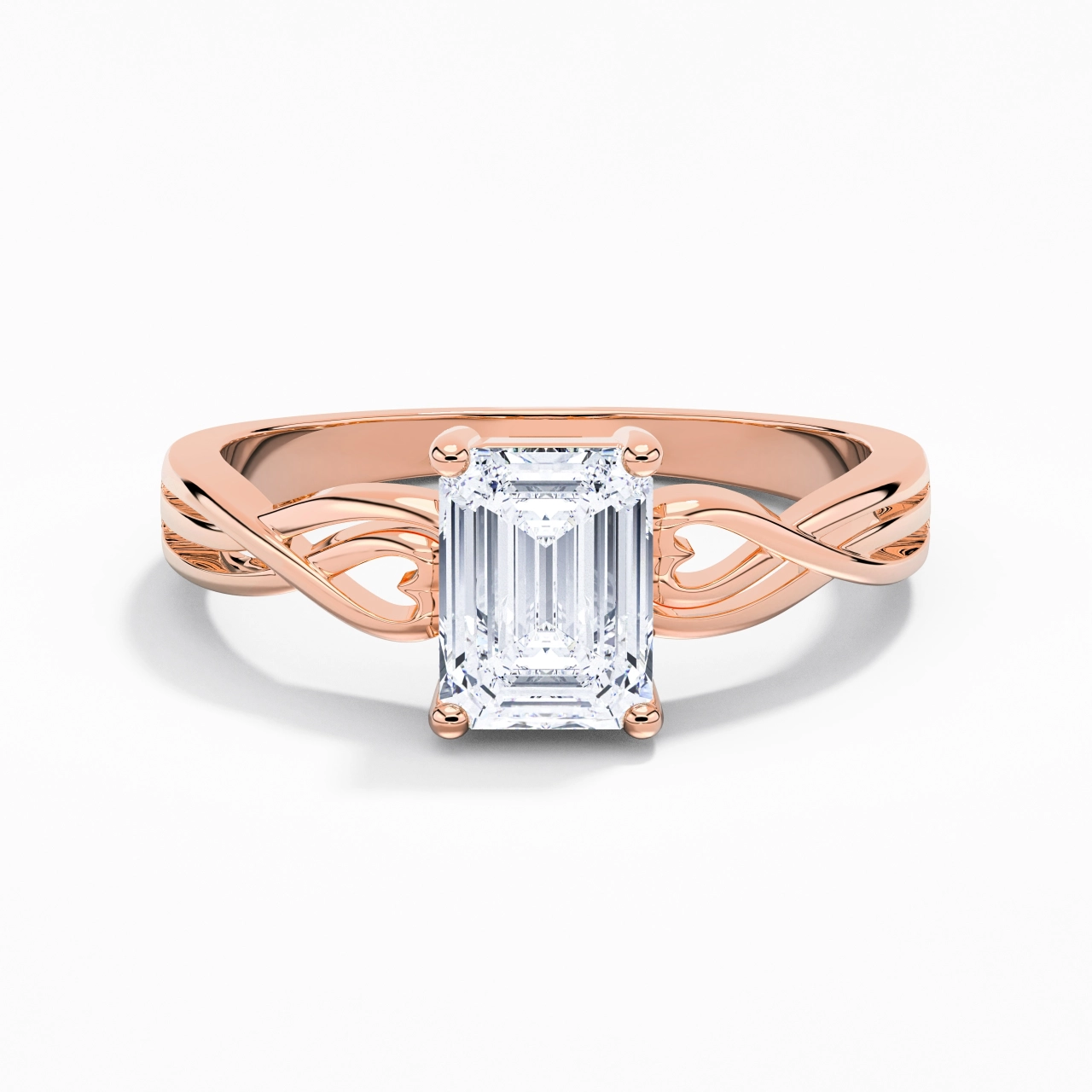 Moderne Cœur Émeraude Coupé Bague de fiançailles
