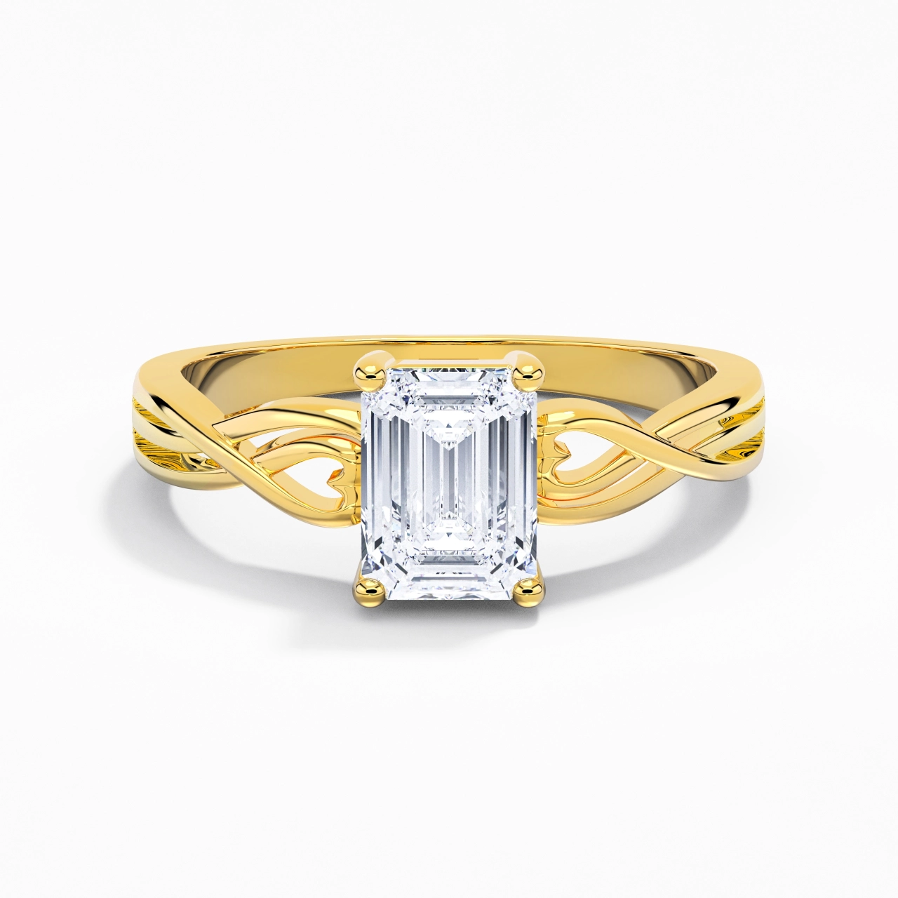 Moderne Cœur Émeraude Coupé Bague de fiançailles