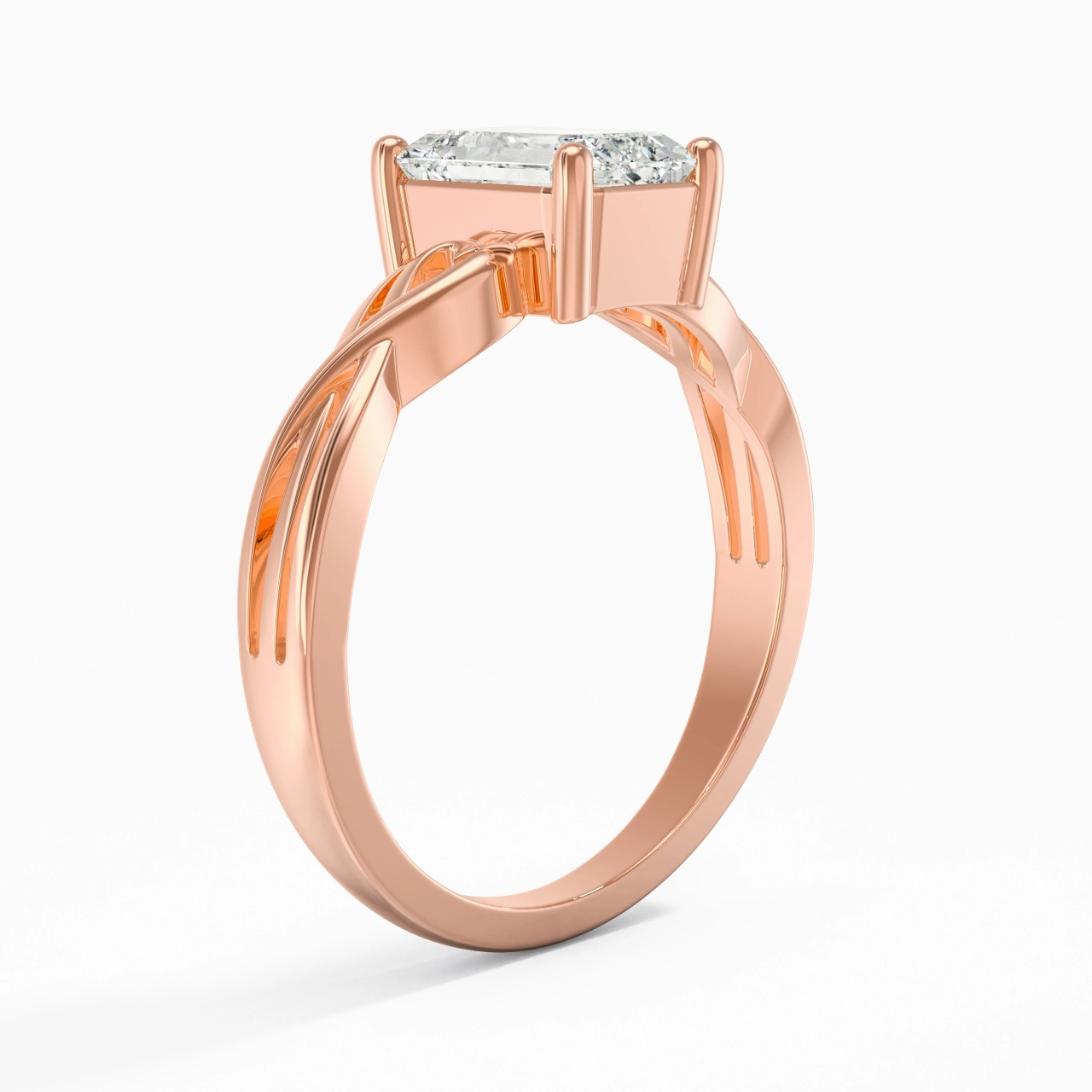 Moderne Cœur Émeraude Coupé Bague de fiançailles