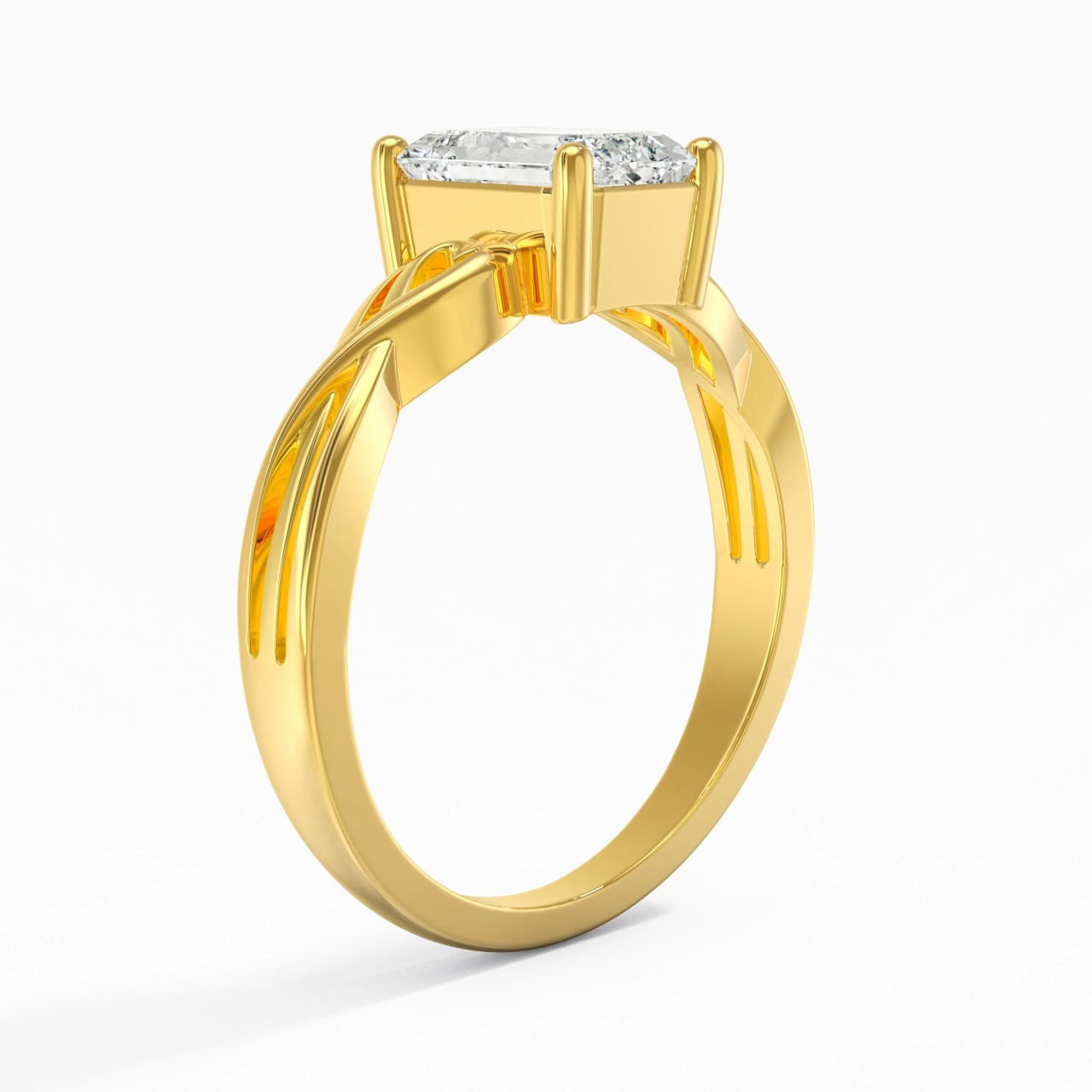 Moderne Cœur Émeraude Coupé Bague de fiançailles