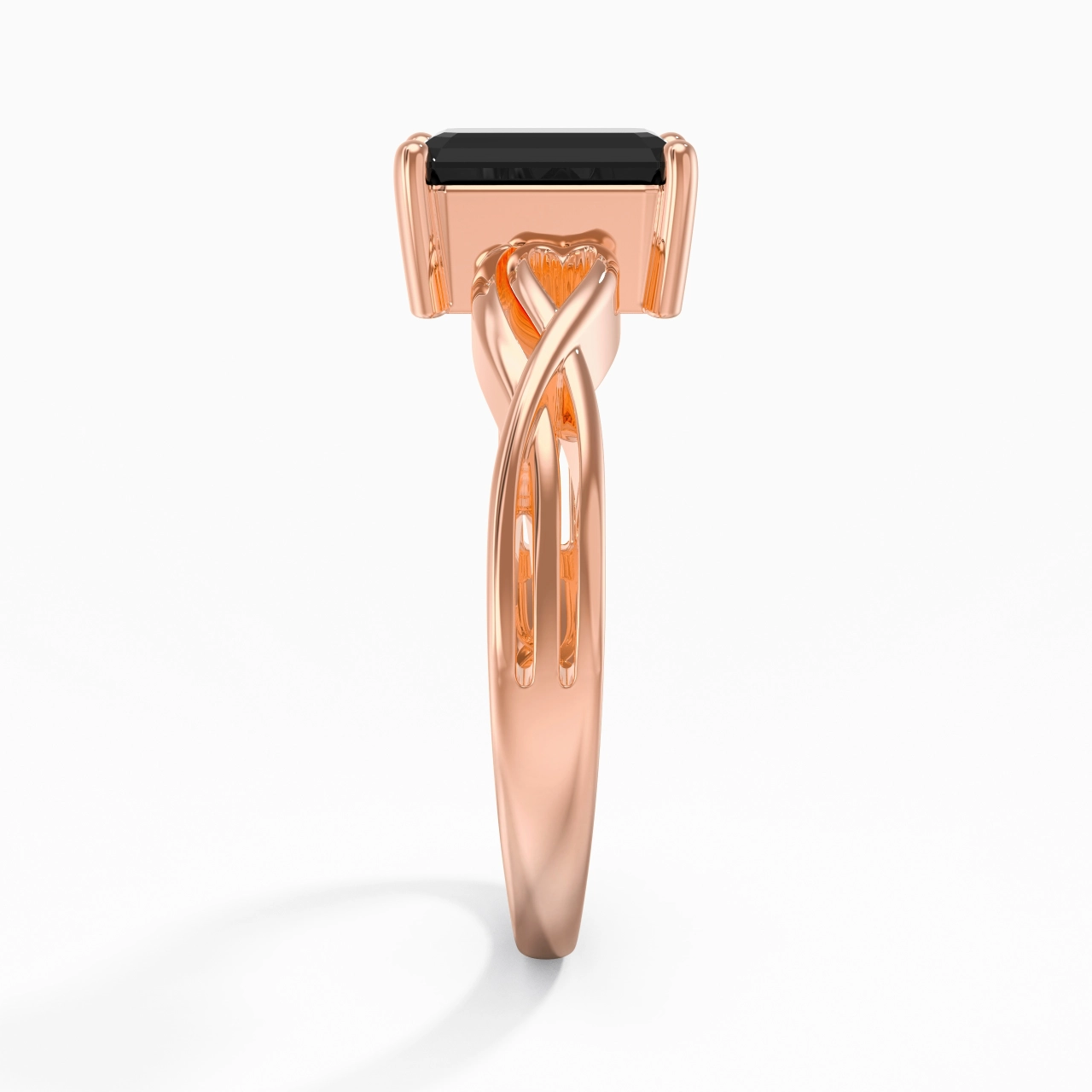 Modern Heart Emerald Cut Engagement Ring