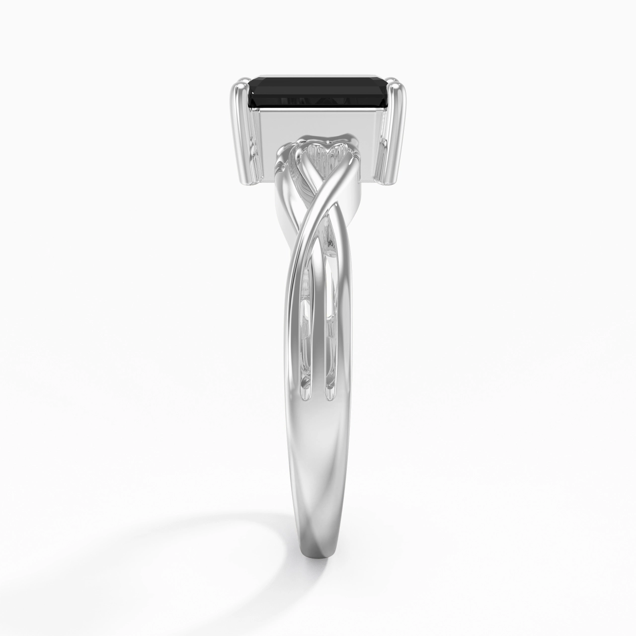 Modern Heart Emerald Cut Engagement Ring