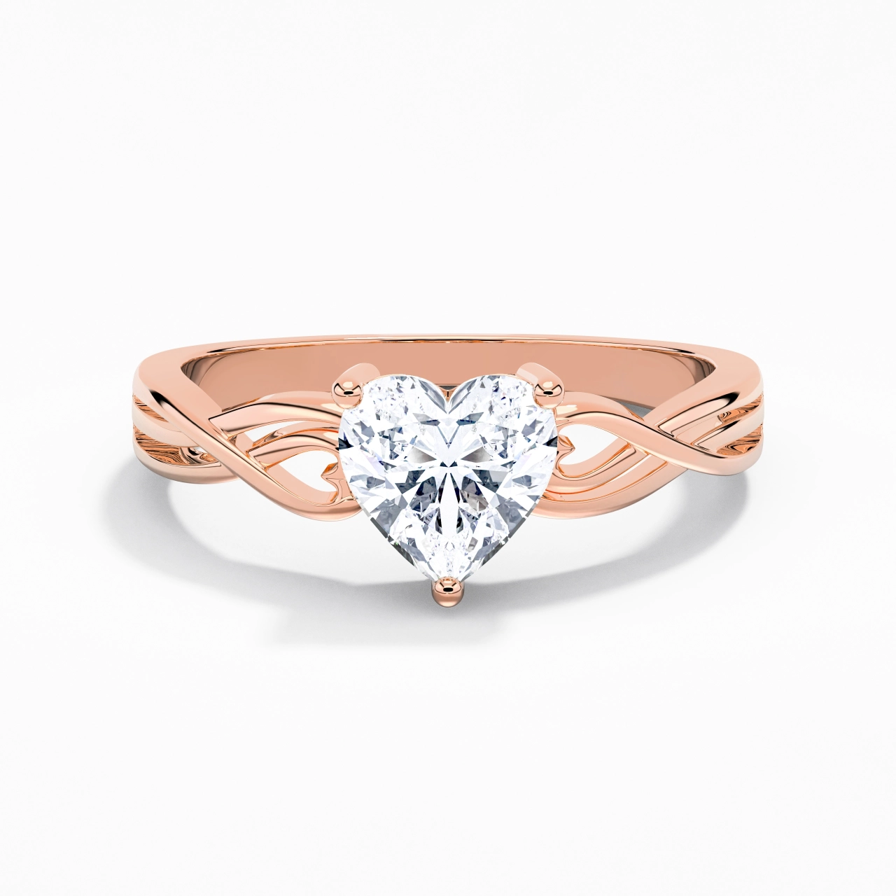 Moderne Cœur Cœur Coupé Bague de fiançailles