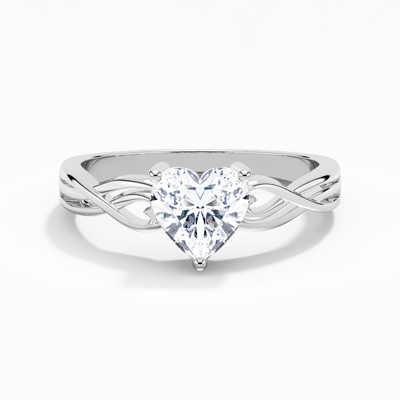 Moderne Cœur Cœur Coupé Bague de fiançailles