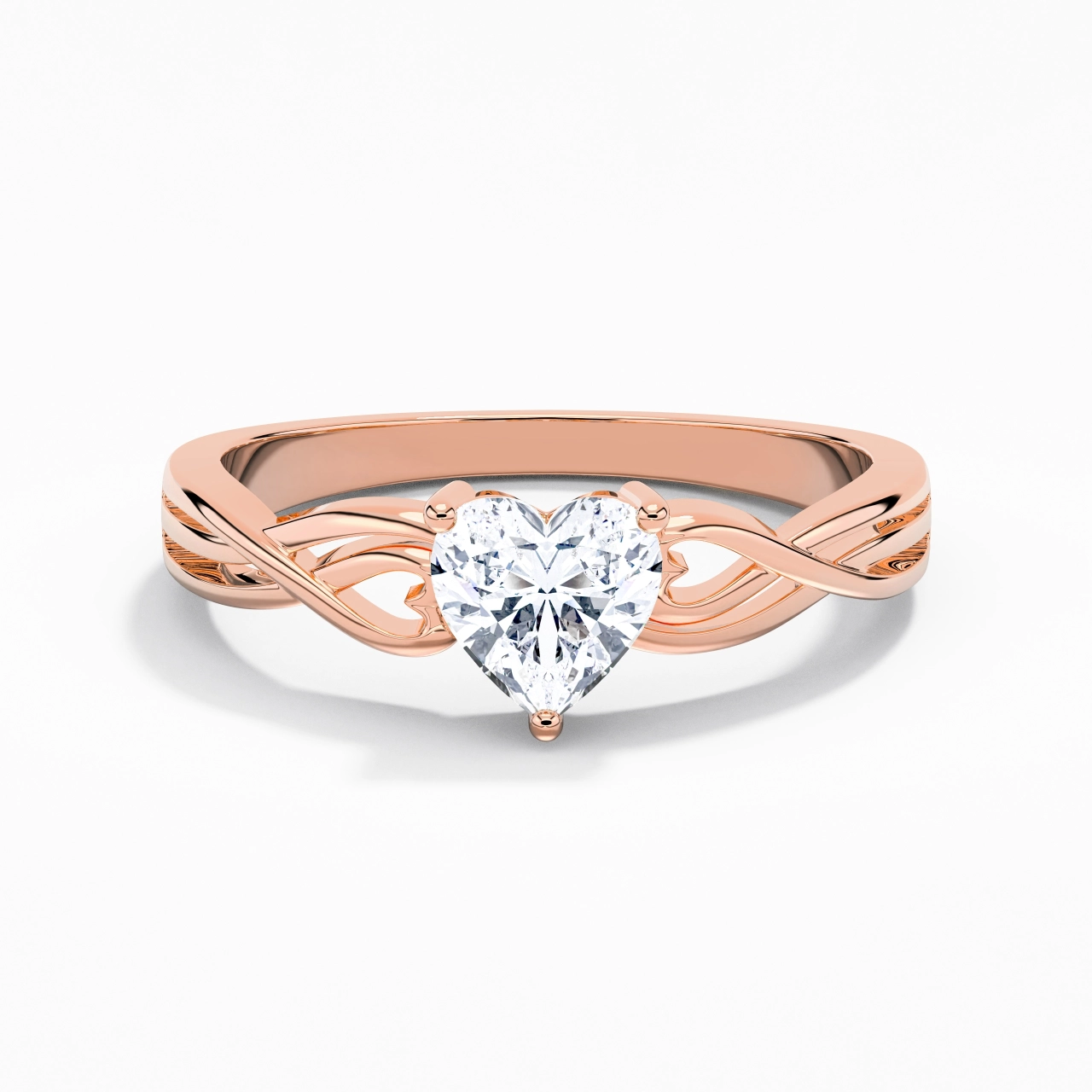 Moderne Cœur Cœur Coupé Bague de fiançailles