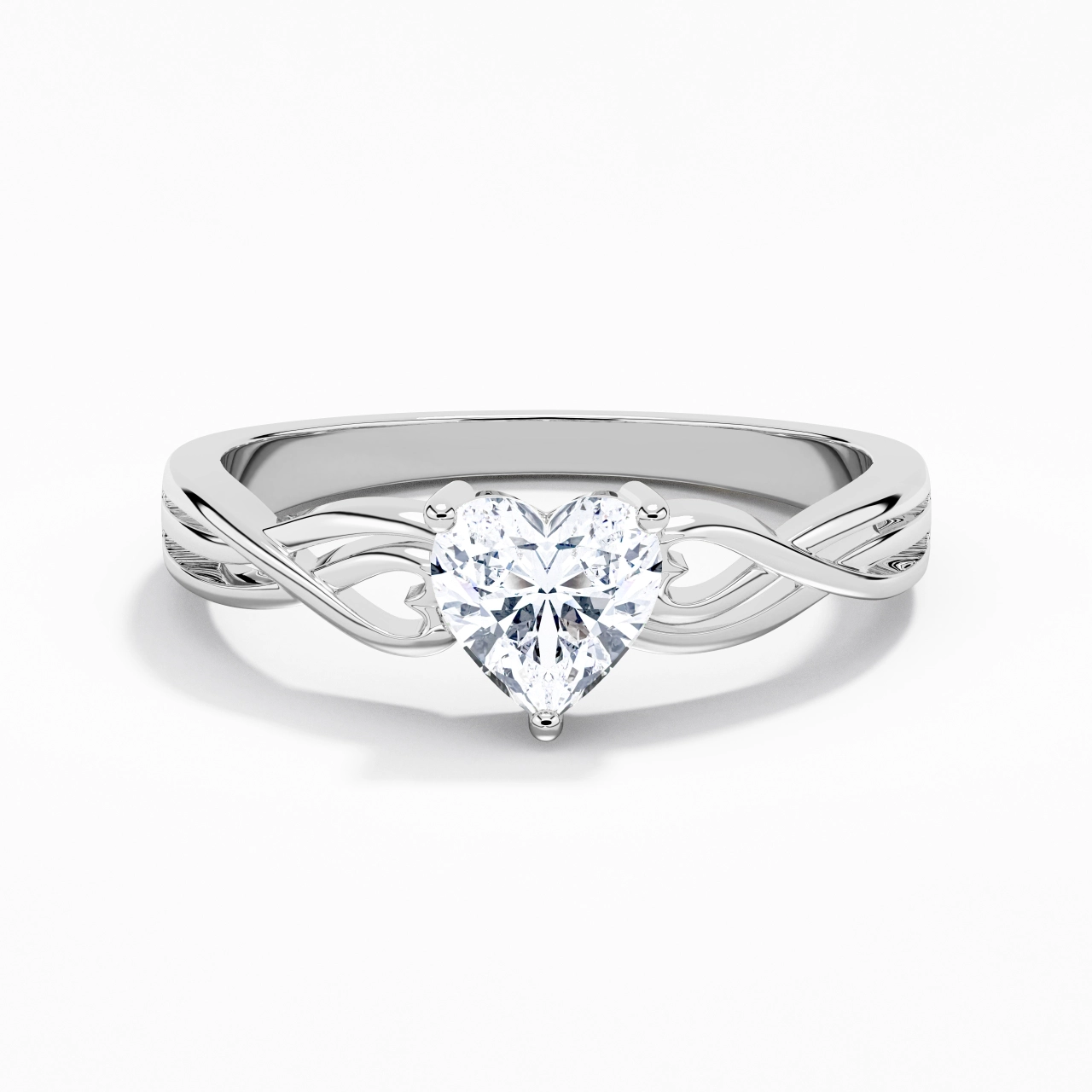 Moderne Cœur Cœur Coupé Bague de fiançailles