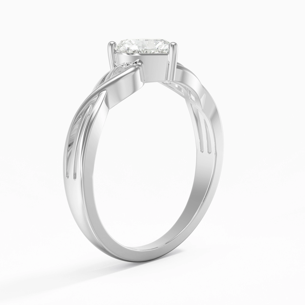 Moderne Cœur Cœur Coupé Bague de fiançailles