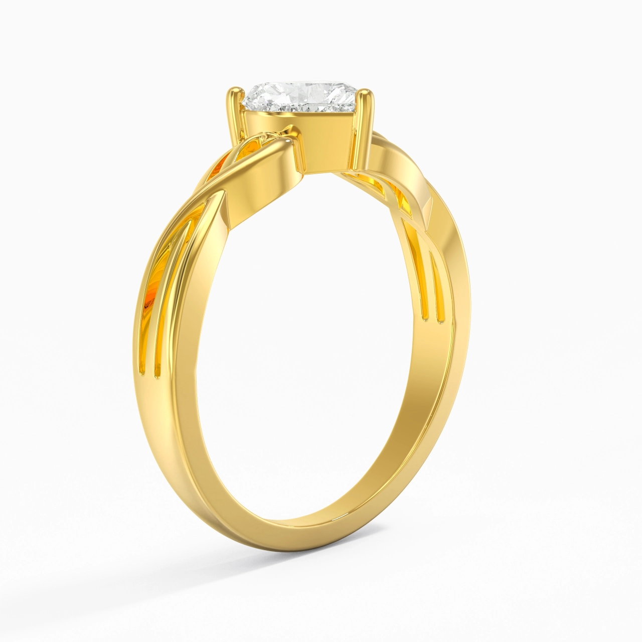Moderne Cœur Cœur Coupé Bague de fiançailles