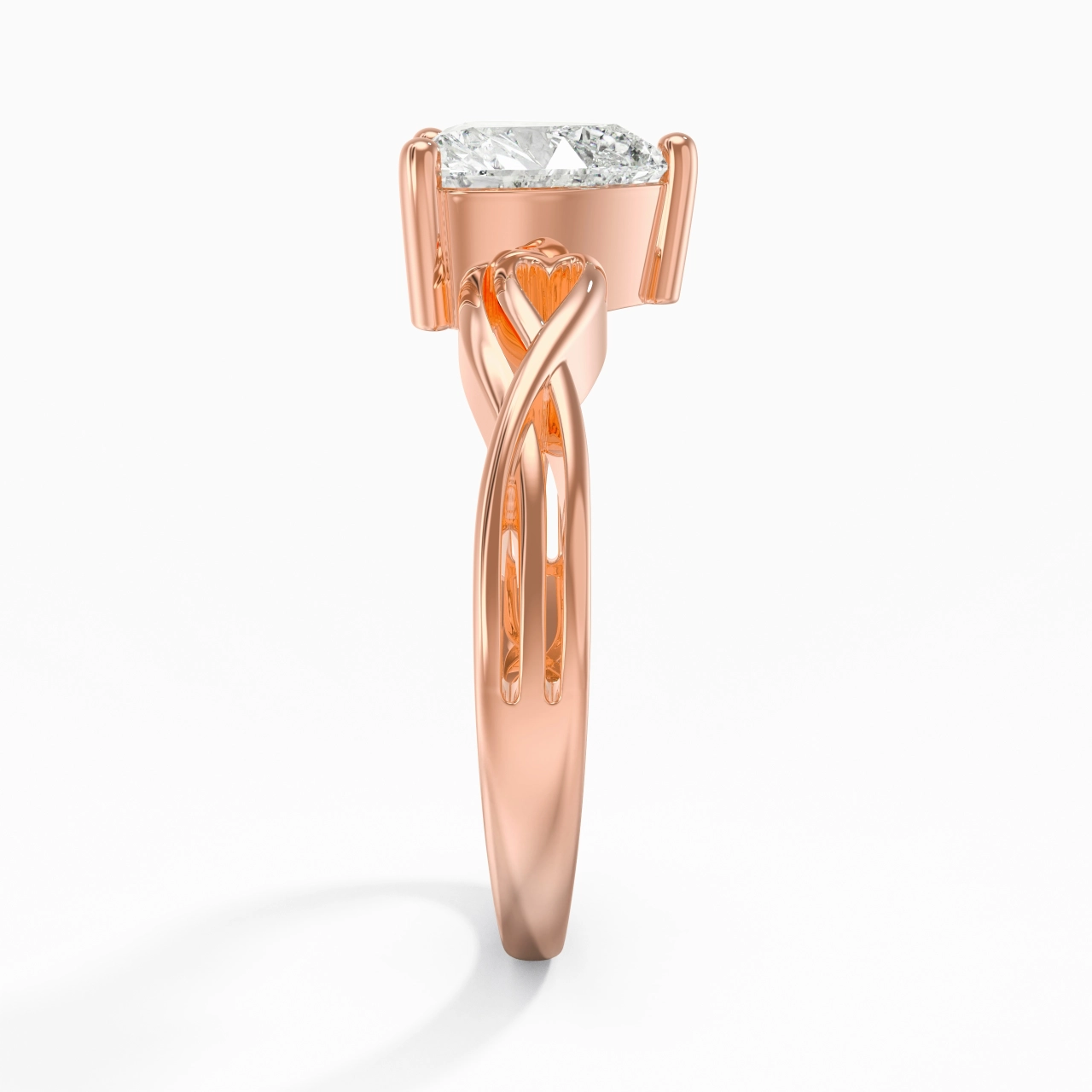 Moderne Cœur Cœur Coupé Bague de fiançailles