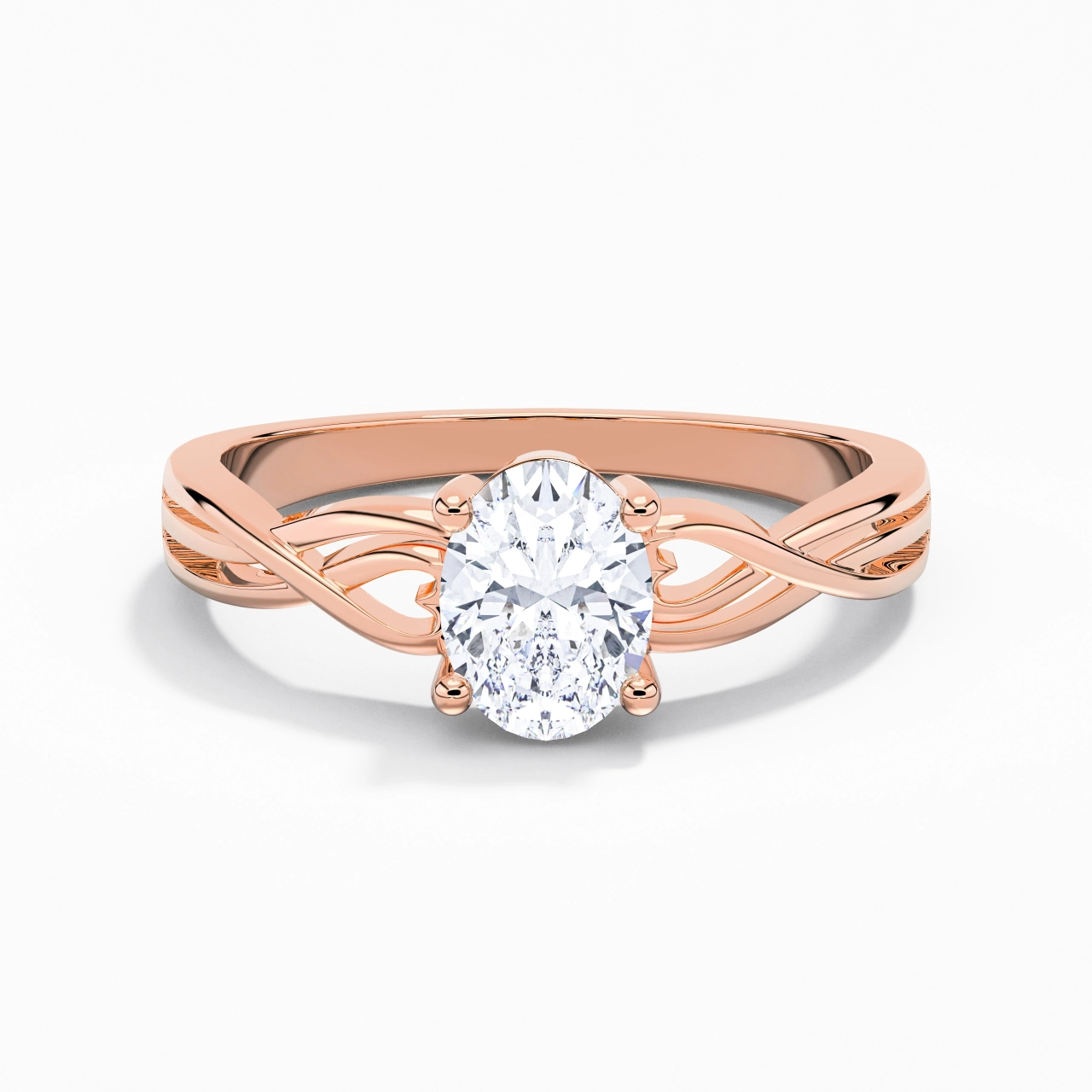Moderne Cœur Ovale Coupé Bague de fiançailles