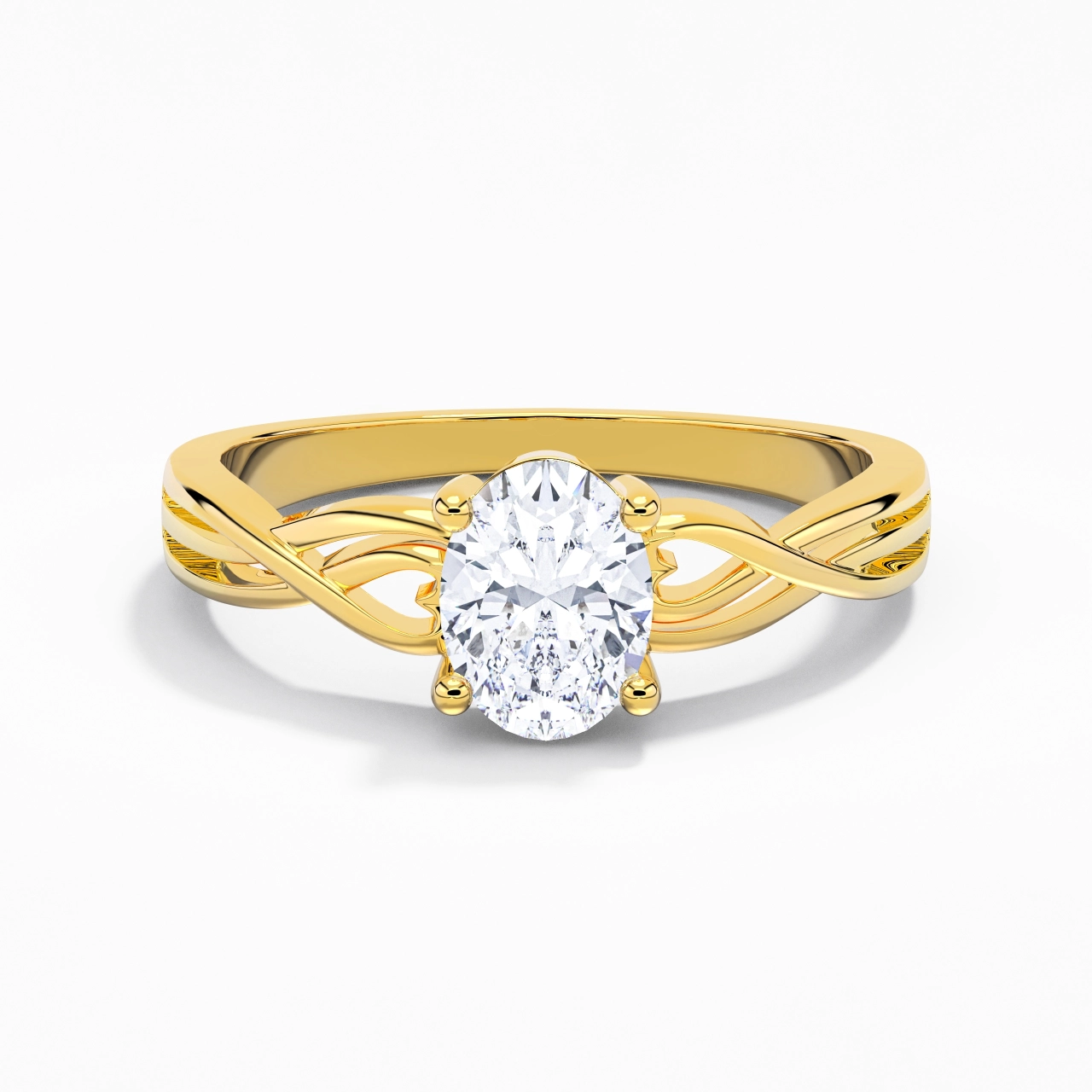 Moderne Cœur Ovale Coupé Bague de fiançailles