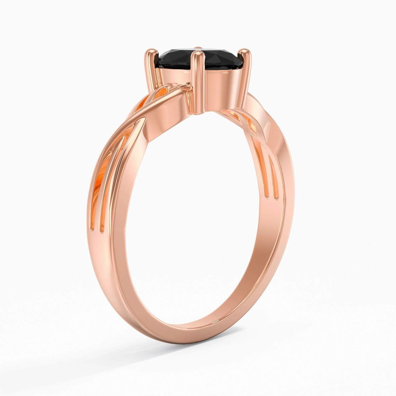Modern Heart Oval Cut Engagement Ring