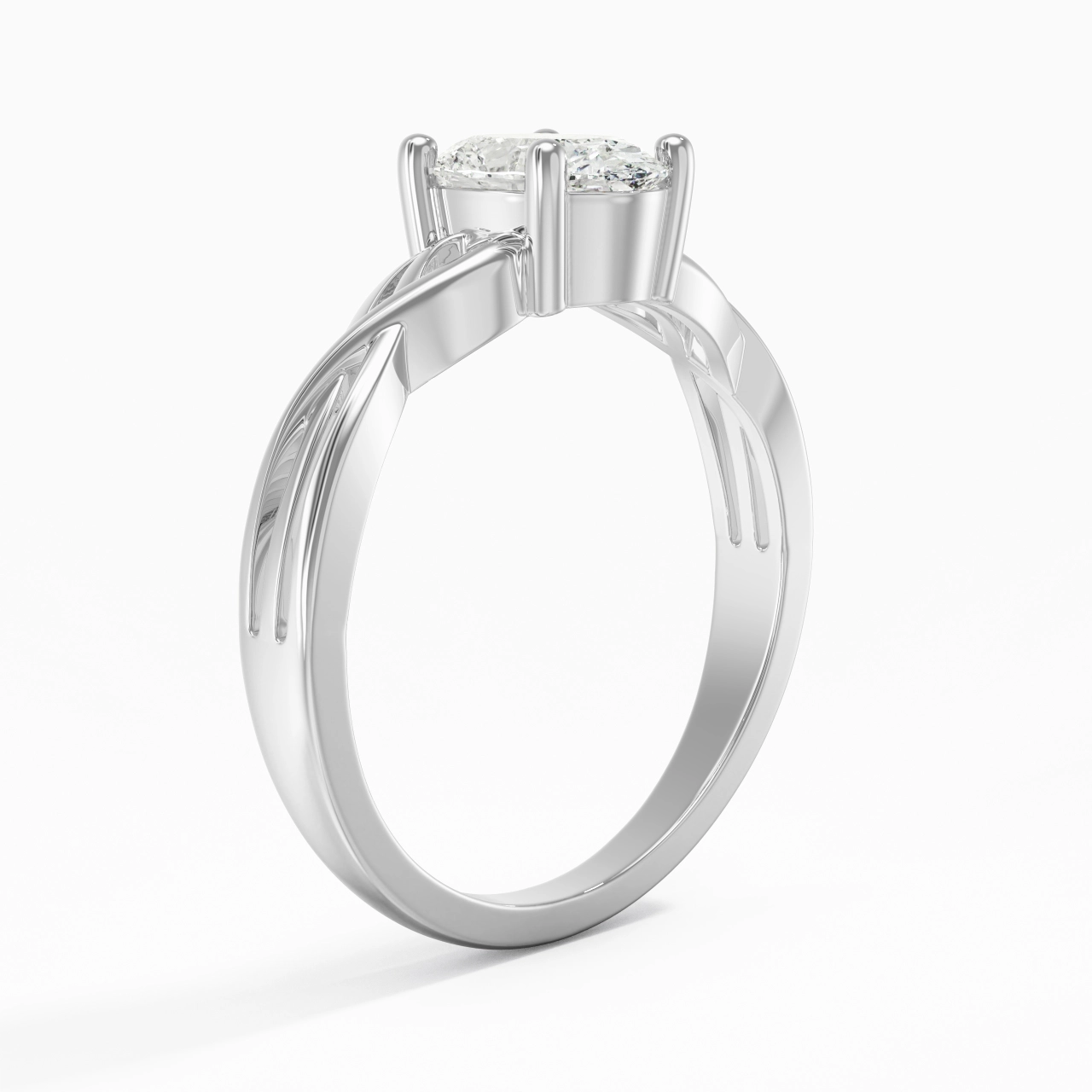 Moderne Cœur Ovale Coupé Bague de fiançailles