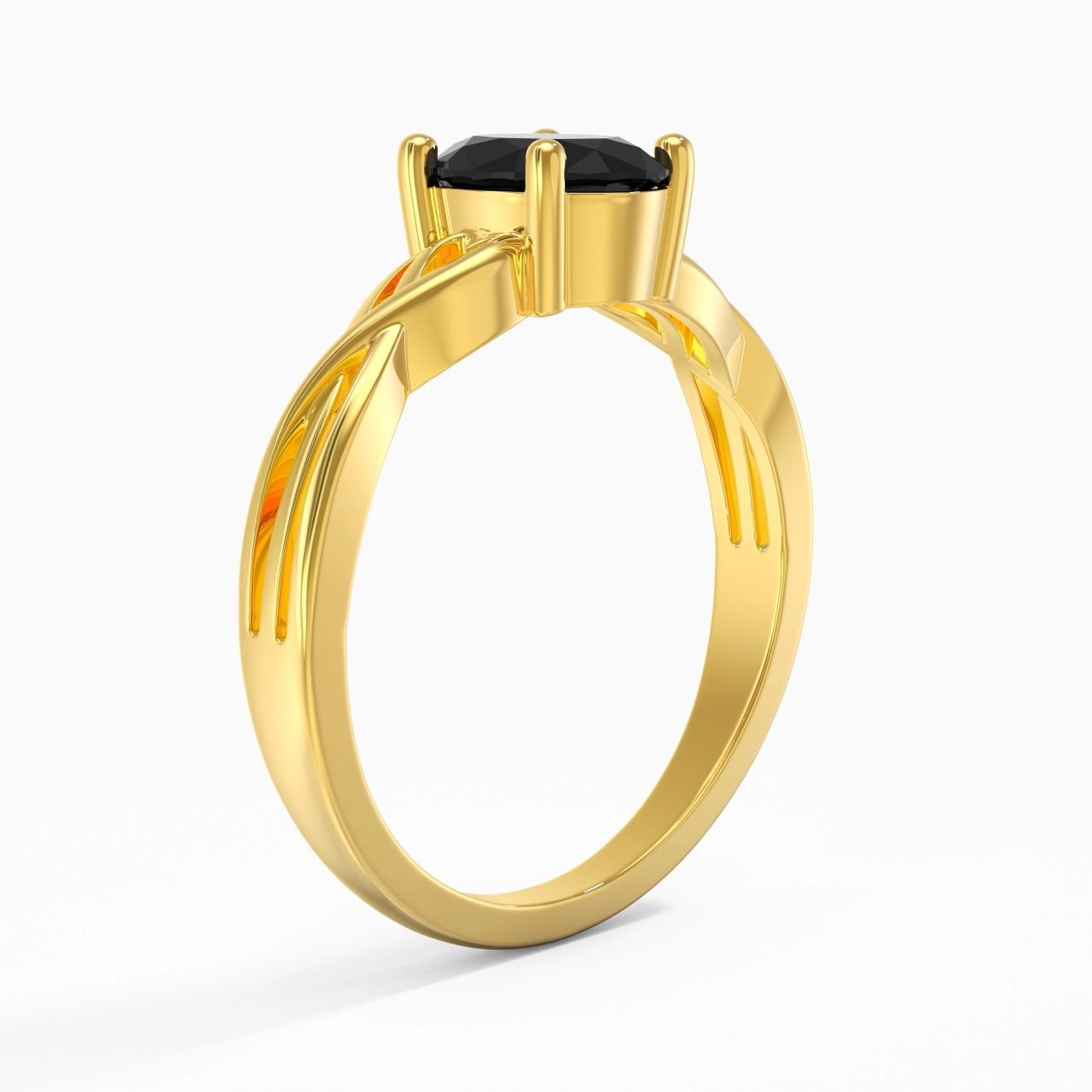 Moderne Cœur Ovale Coupé Bague de fiançailles