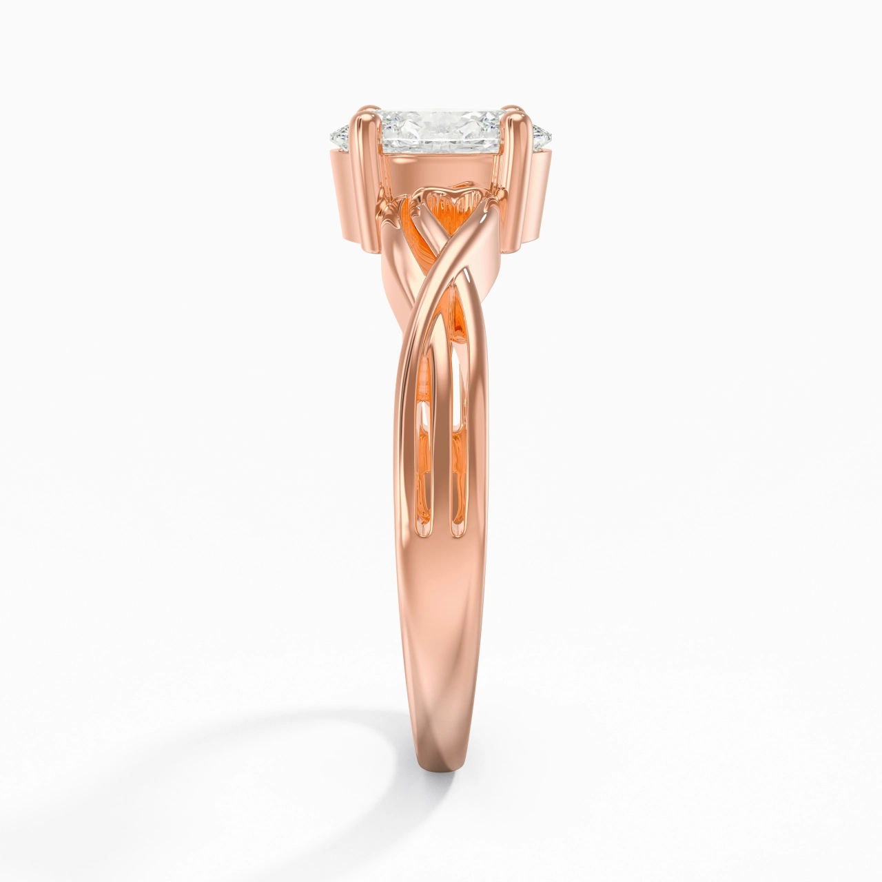 Modern Heart Oval Cut Engagement Ring