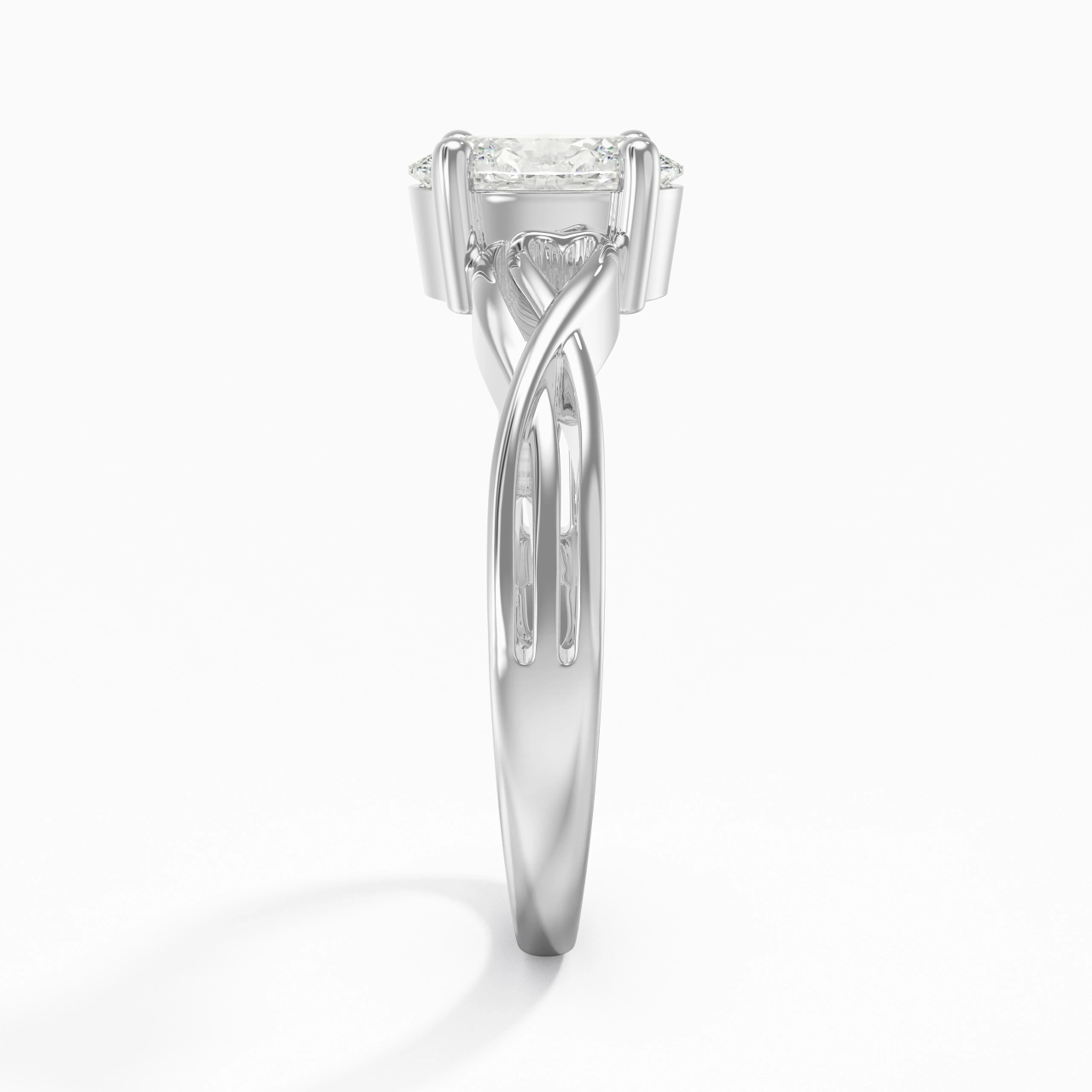 Modern Heart Oval Cut Engagement Ring