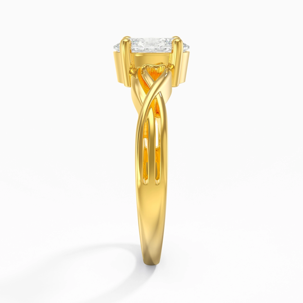 Modern Heart Oval Cut Engagement Ring