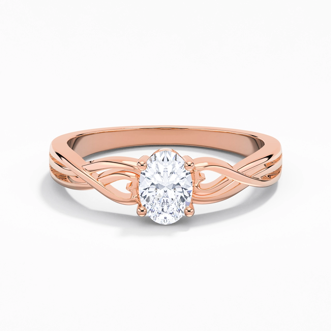 Moderne Cœur Ovale Coupé Bague de fiançailles
