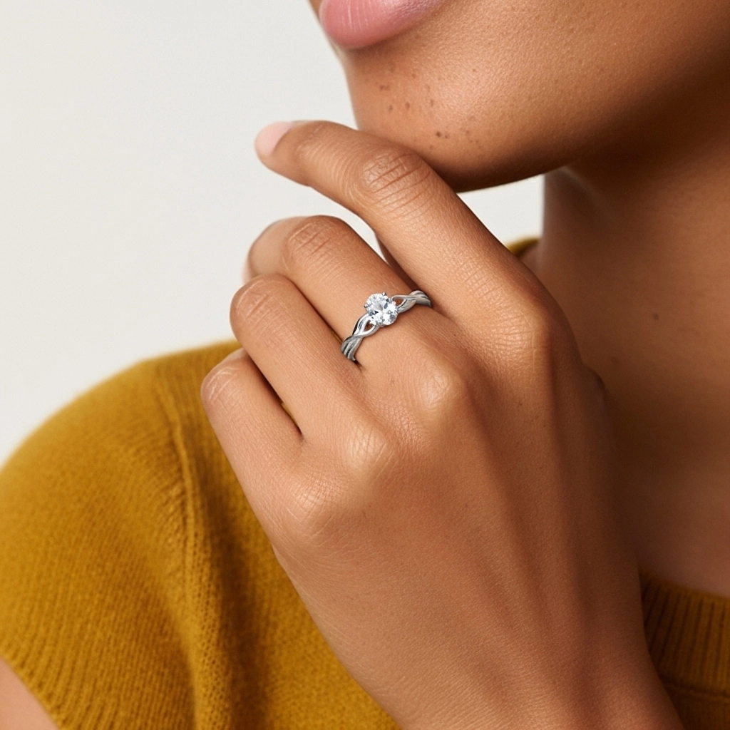 Modern Heart Oval Cut Engagement Ring