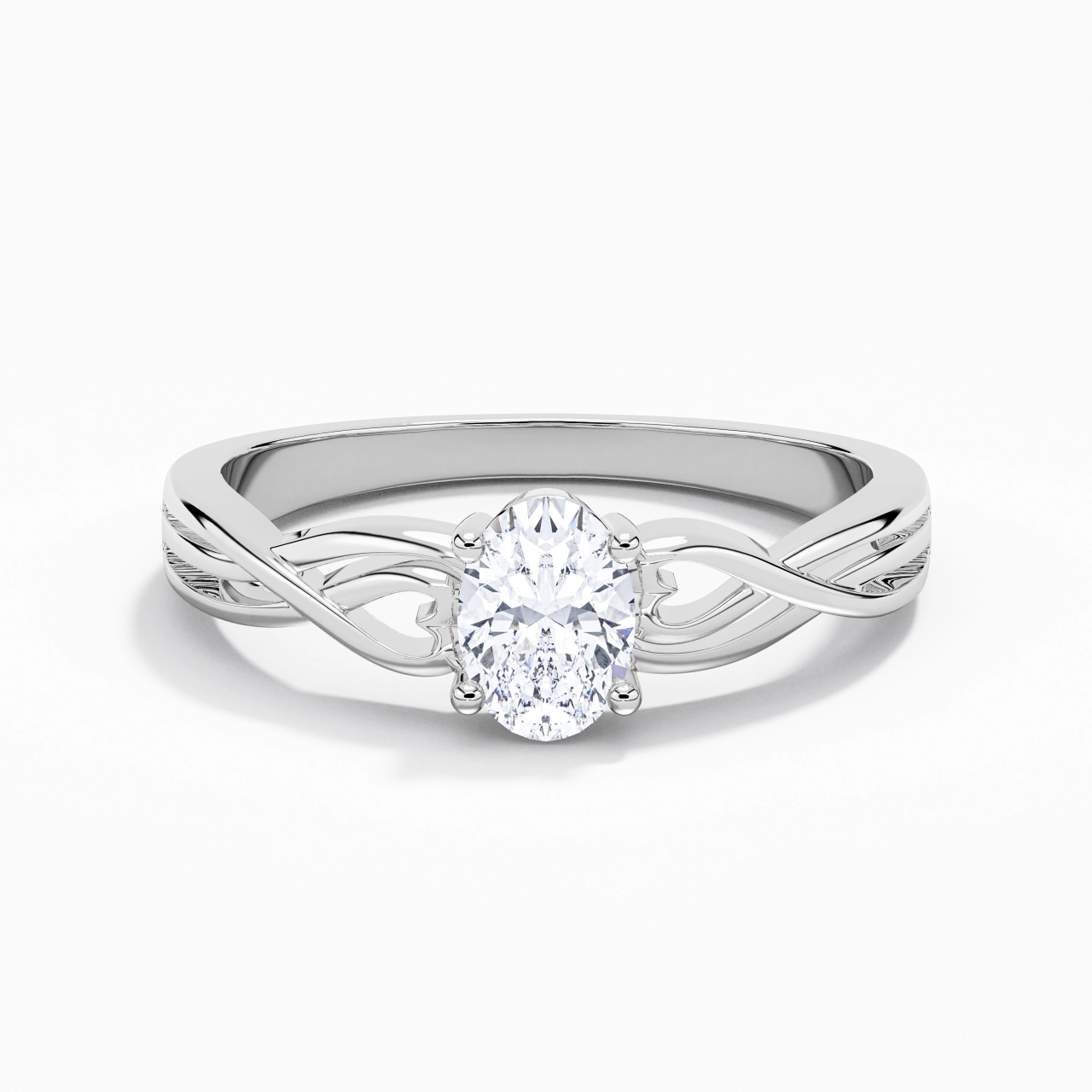Moderne Cœur Ovale Coupé Bague de fiançailles