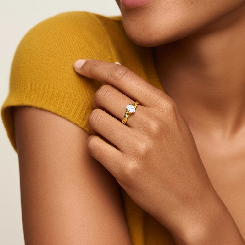 Modern Heart Oval Cut Engagement Ring