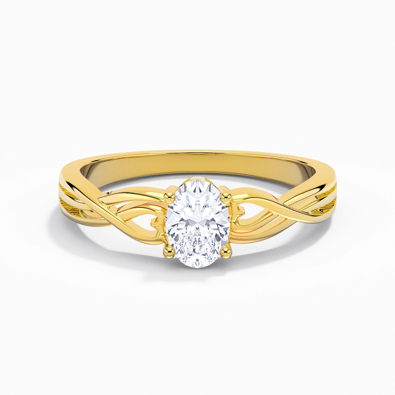 Moderne Cœur Ovale Coupé Bague de fiançailles