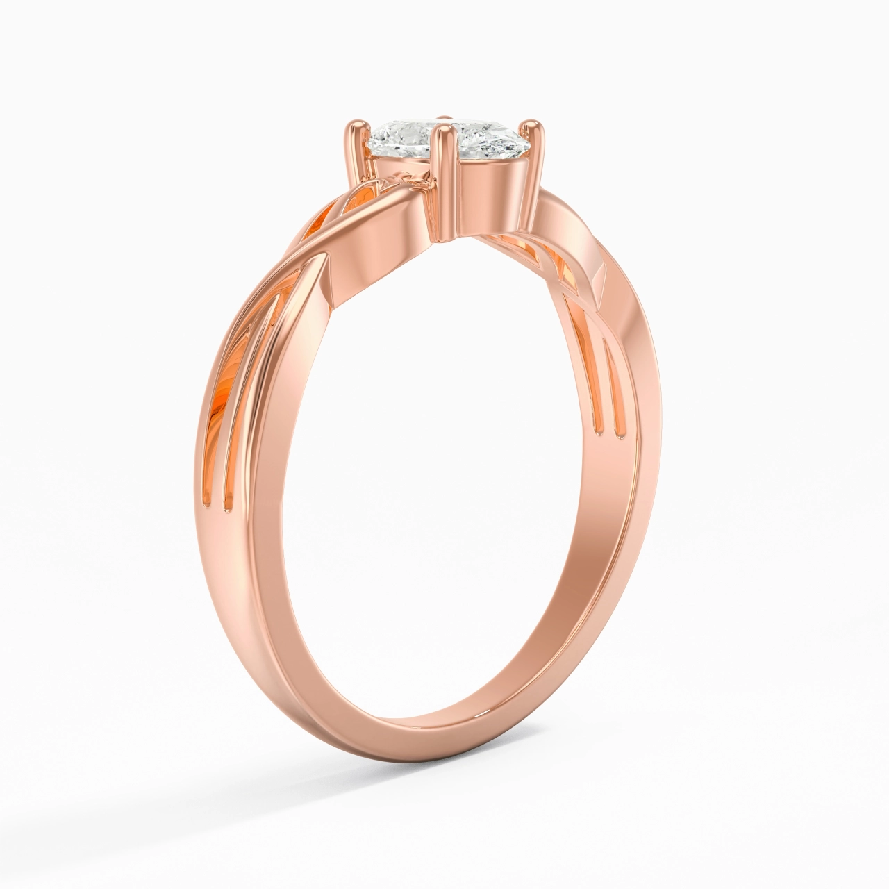 Moderne Cœur Ovale Coupé Bague de fiançailles