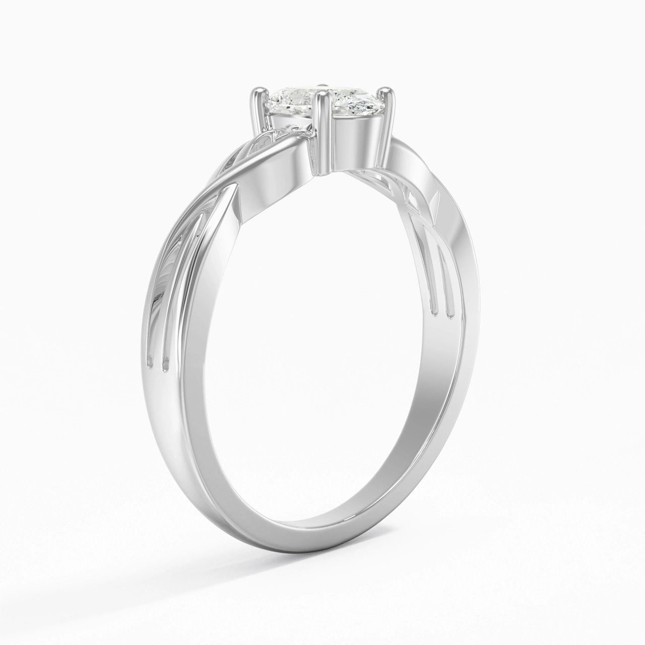 Moderne Cœur Ovale Coupé Bague de fiançailles