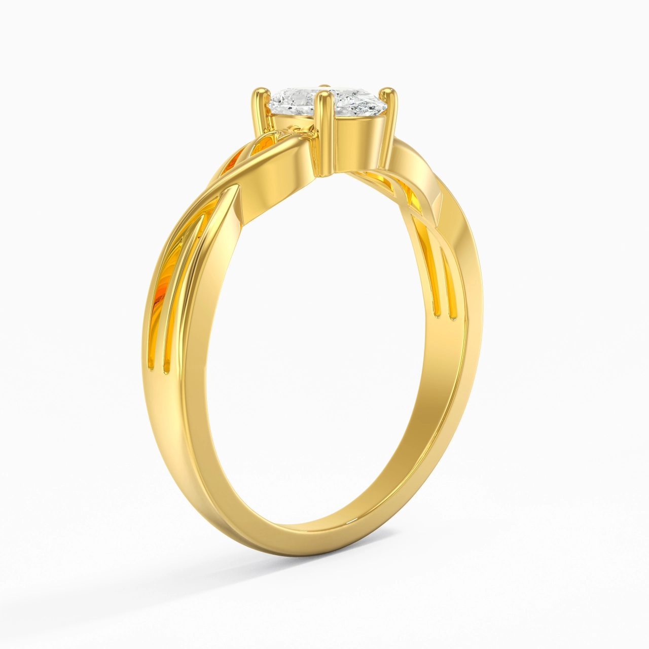 Moderne Cœur Ovale Coupé Bague de fiançailles
