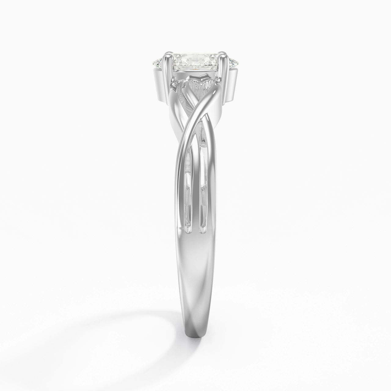 Modern Heart Oval Cut Engagement Ring