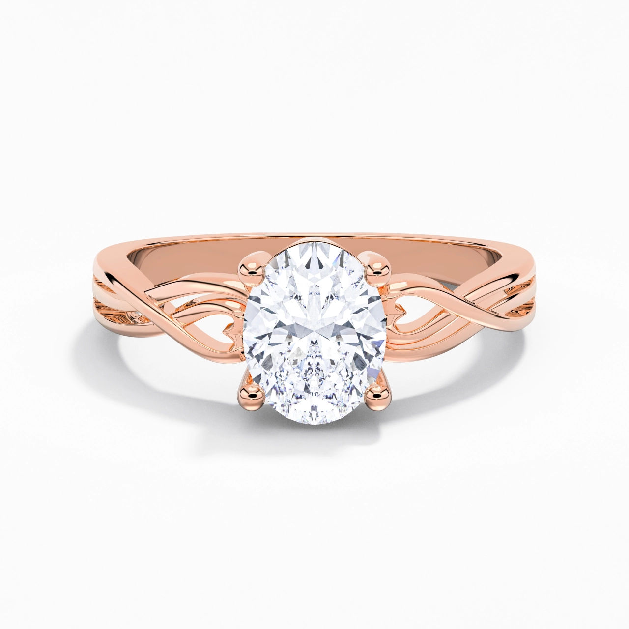 Moderne Cœur Ovale Coupé Bague de fiançailles