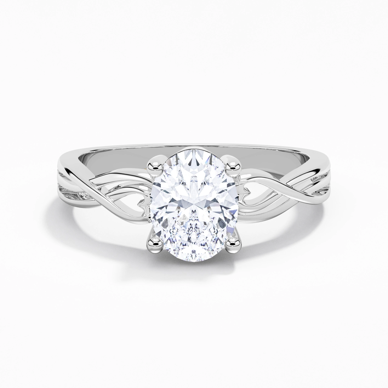 Moderne Cœur Ovale Coupé Bague de fiançailles