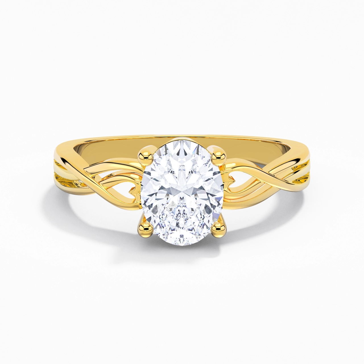 Moderne Cœur Ovale Coupé Bague de fiançailles